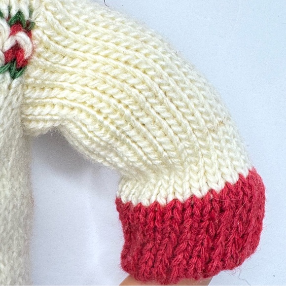 Doll or Teddy Bear Christmas Sweater and Santa Hat Set Wreath Red Creme Green - Picture 7 of 16
